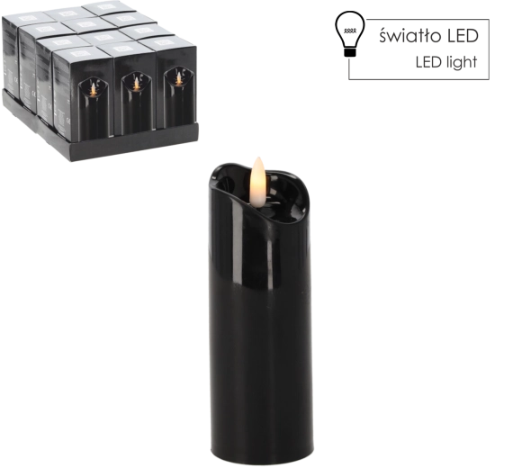 LED sveča 5 × 15 cm črna