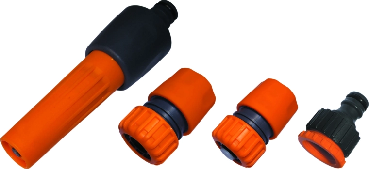 Komplet dodatkov za vrtne cevi, 5-delni, 1/2" in 5/8" z nastavljivo šobo in hitrimi spojkami