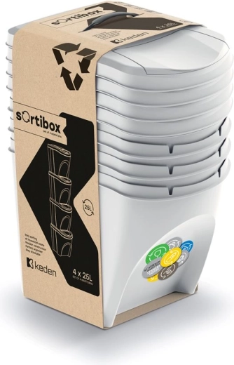 Set zabojev za ločevanje Sortibox 4×25 l pepelnato siva