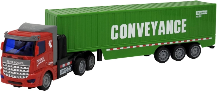 Remote-controlled truck with container trailer, red cab - 1 piece