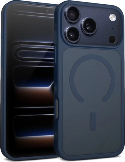 Hibridni mat ovitek z magnetom MagSafe za iPhone 17 Pro – temno moder