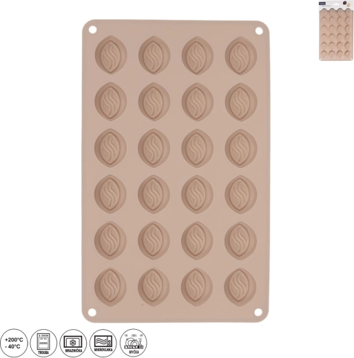 Silikonski modelček za praline in čokolado, 24 vdolbin, bež