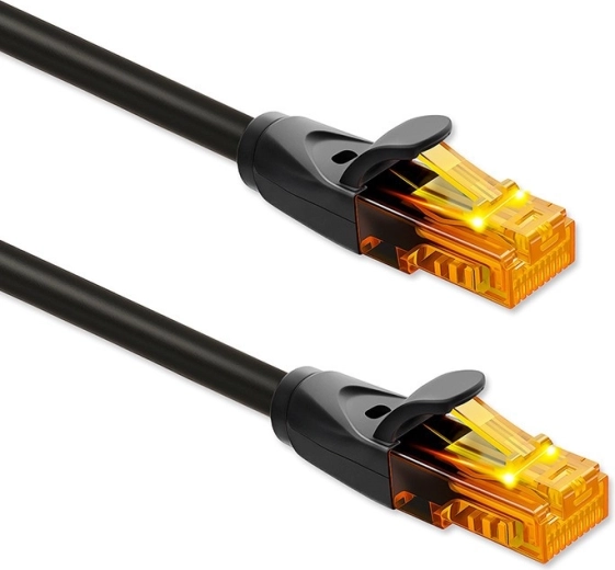 Omrežni kabel UTP Cat6 15 m z RJ‑45, 1 Gb/s, pozlačeni kontakti, črn