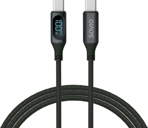 USB‑C kabel z zaslonom 100 W Savio