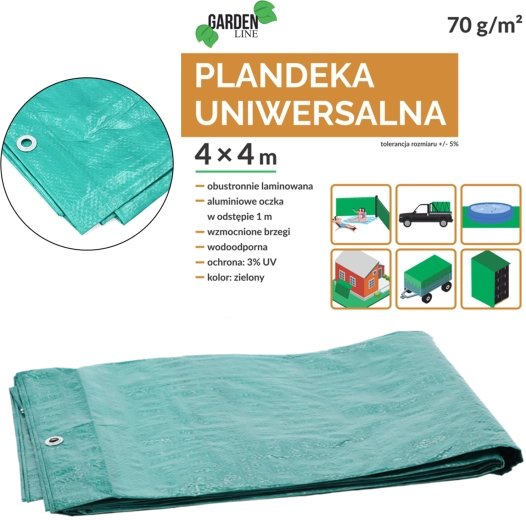 Ponjava PE 4 × 4 m, zelena, 70 g/m², UV 3 %, obojestransko laminirana