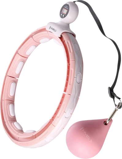 Masažni hula hoop z utežjo, magneti in števcem HMS – rožnat