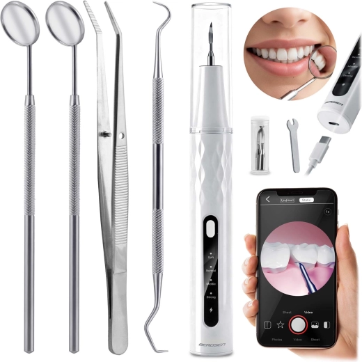 Ultrazvočni skaler z vgrajeno kamero BERDSEN – 4 načini, LED luč, USB‑C