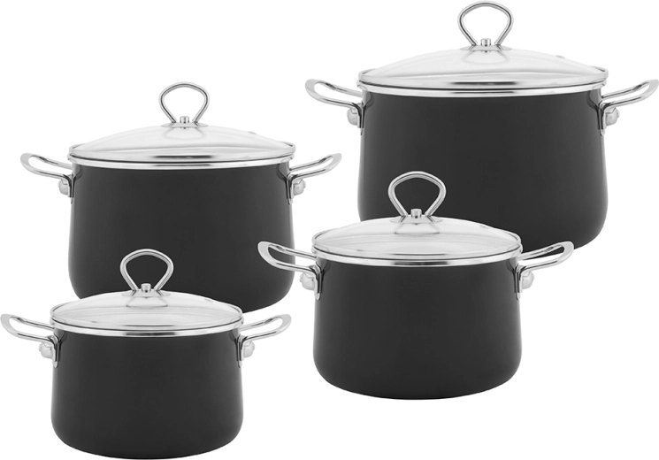 Set emajliranih loncev IZYDOR, 8-delni, črn