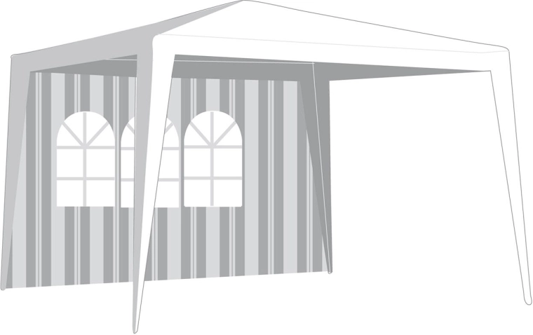 Stranska stena za paviljon 295 × 190 cm z okni – belo‑zelene črte