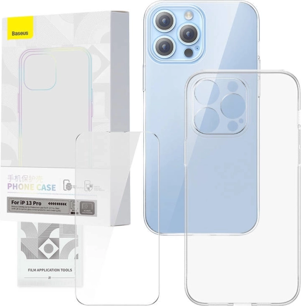 Prozoren ovitek in kaljeno steklo BASEUS Corning za iPhone 13 Pro