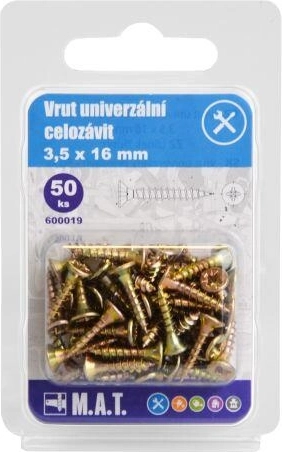 Univerzalni vijaki s celotnim navojem 3,5 × 16 mm, pocinkani, 50 kos
