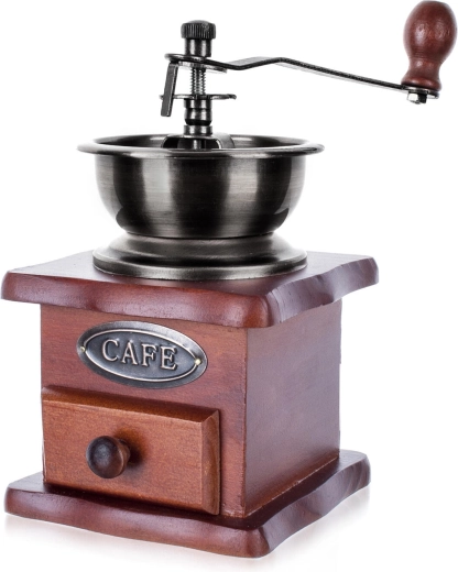 Ročni mlinček za kavo CAFE iz lesa in kovine s keramičnim mlinilnim mehanizmom