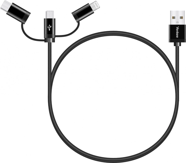 Univerzalni polnilni kabel 3v1 s priključki USB‑C, Micro USB in Lightning