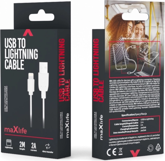 Maxlife USB–Lightning kabel 2 m bel