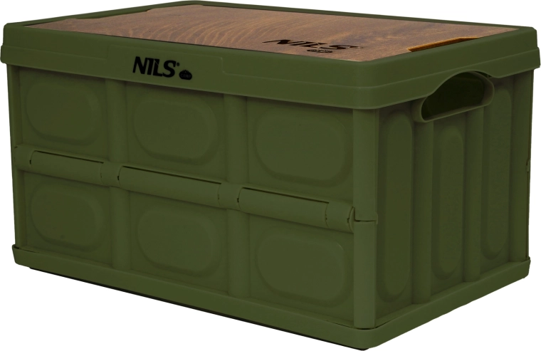 Zložljiva zabojna škatla z lesenim pokrovom 2v1 9 l zelena