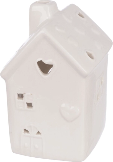 Porcelanast svečnik hiška bel 10,5 cm