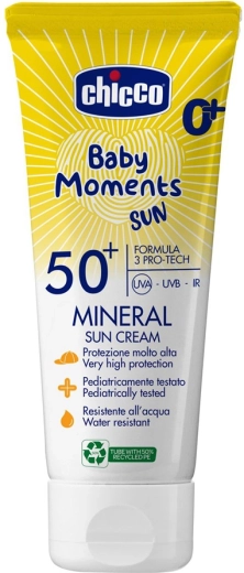 Chicco otroška mineralna krema za zaščito pred soncem SPF 50+ Baby Moments Sun 75 ml