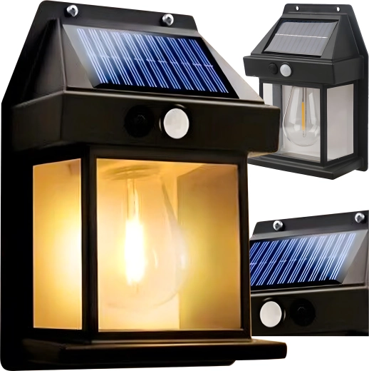 Solarna stenska LED svetilka s senzorjem gibanja, toplo bela 3000K, IP44