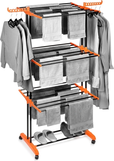 Kovinsko navpično stojalo za sušenje perila na kolesih XXL 73 × 170 cm