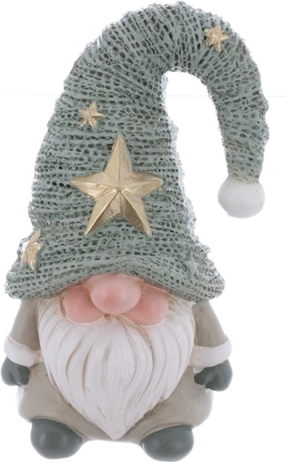 Decorative green polyresin gnome, 20 cm
