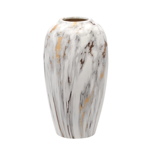 Keramična vaza 11,5 × 11,5 × 25 cm, belo‑zlata