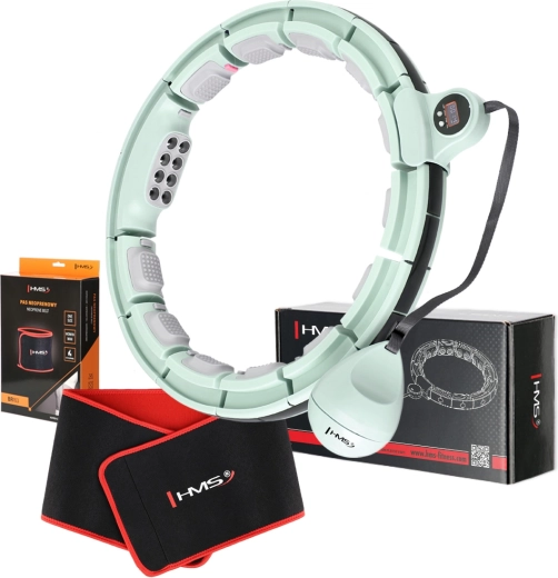 Komplet masažni hula hop HMS s števcem in magneti + shujševalni pas BR163, zelena