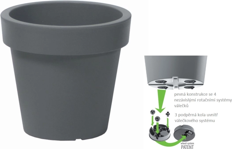 Cvetličnik Lofly 58,2 cm sivi kamen na kolescih