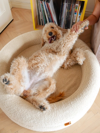 Cozy round shape and memory-foam bolsters for restful sleep