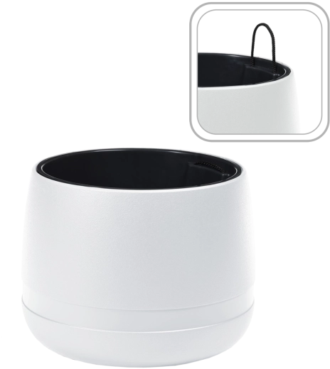 Viseči cvetlični lonec Koma Waza 48 cm – bel polipropilen z notranjim vložkom