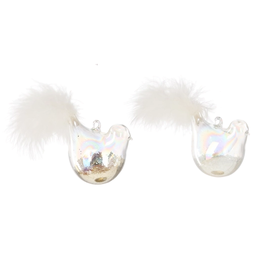 Steklena božična okrasna ptica – set 6 kosov