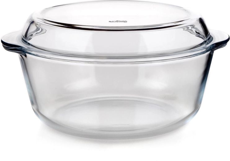Steklena okrogla pekač s pokrovom 4,1 l