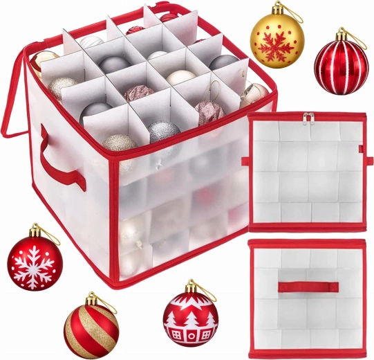 Christmas Ornament Organizer with 64 Compartments