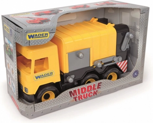 Rumeni smetarski tovornjak Wader Middle Truck, 42 cm, v škatli