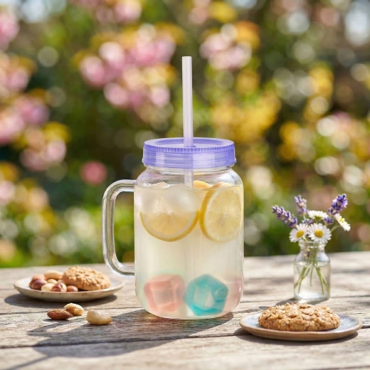 Cup with Straw and Cooling Cubes – Purple