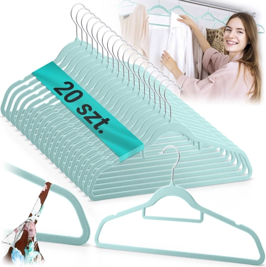 Veluraste obešalnike za oblačila 20 kosov MASSIDO