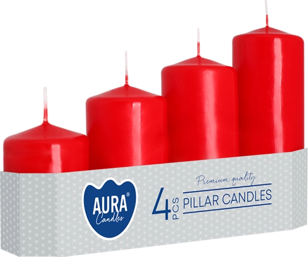 Rdeče adventne stopničaste sveče, 4,8 cm – 4 kosi