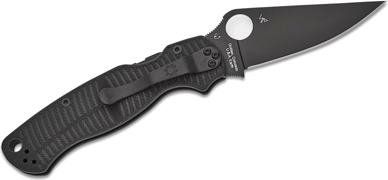 Zložljivi nož Spyderco Para Military 2 Salt, črn G-10, CPM MagnaCut, črno rezilo