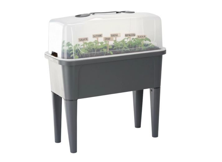 Povišan rastlinjak s polico in pokrovom, antracit 76 × 38 × 83 cm