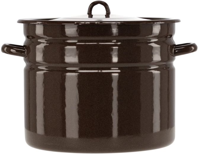 enamel pot 20 l, 32 cm, brown with lid