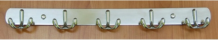 Stenski obešalnik s petimi dvojnimi kljukami CYRIL, krom