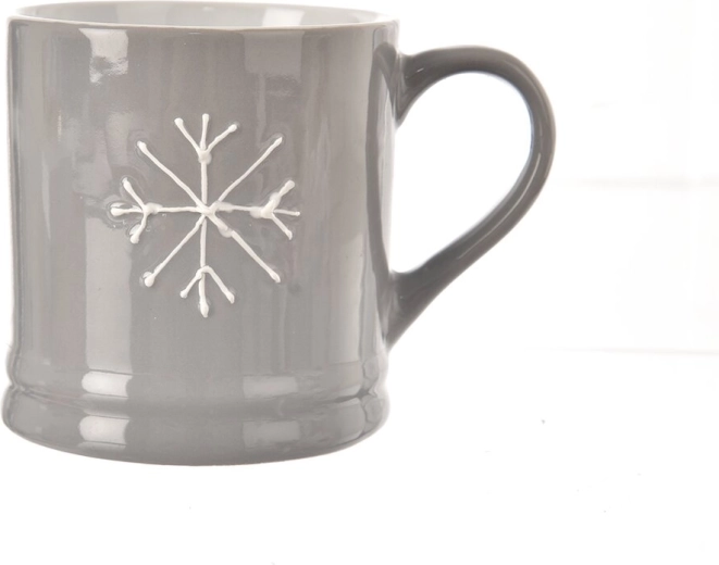 Keramična skodelica z motivom snežinke siva 420 ml