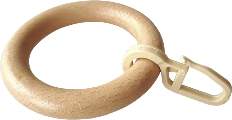 Leseni viseči obročki s kaveljčkom, naravni lak (10 kos)