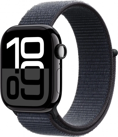 Apple Watch Series 10 GPS 42 mm aluminijasto ohišje v barvi oniks z modrim športnim paščkom