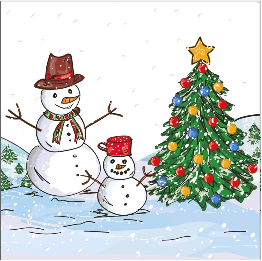 Christmas napkins snowman 33 × 33 cm, 3-ply - 1 piece