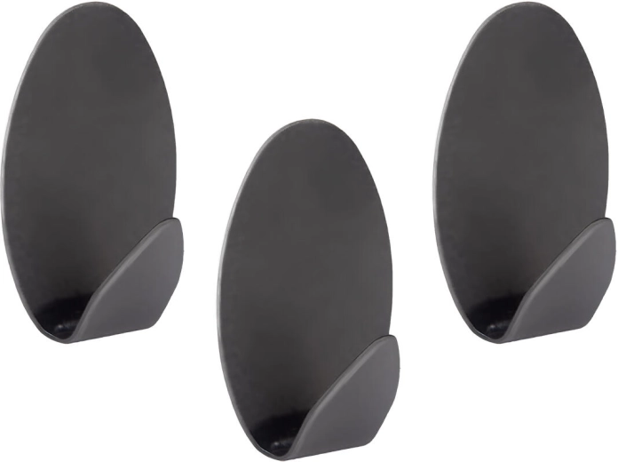 Samolepilni ovalni jekleni kavlji črne barve (3 kosi)