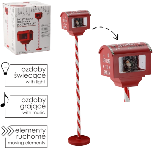 Christmas Letterbox for Letters to Santa with LED Lighting, Snow and Music, 150 cm