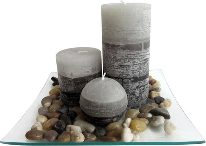 Darilni set sveč na steklenem pladnju – jasmin