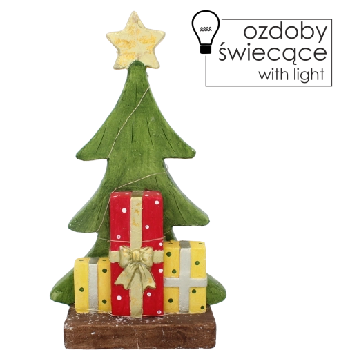 Božična figurica – drevesce z darili z LED osvetlitvijo 45,5 cm