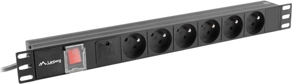 rackski napajalni letvi 19" 1U 16A, 6x vtič FR, 2 m, črna