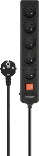 Prenapetostni razdelilnik 5× Schuko, 3 m s stikalom